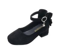 Tacones altos Niñas Lentejuelas Princesas Brillo Tacón Fiesta Tacón Bajo Cómodo Elegante Tiras Zapatos de Baile Cumpleaños Baile Zapatos de Encaje, Negro , 28 EU