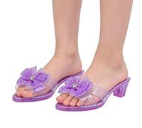 Tacones altos para niños, 19 x 6 x 4 cm, zapatos de cristal de moda con lazo, zapatos de tacón alto, tacones de simulación para niños, para colección de disfraces de princesa, juego de simulación