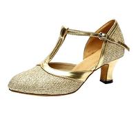 Tacones altos Plata Tacón Pequeño - Zapatos de Baile Mujer Latino Cerrado Brillo - Bombas Con Hebilla De Tirantes Zapatos De Tacón De Tacón Pequeño Elegante Zapatos De Noche Zapatos De Boda Zapatos De