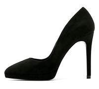Tacones Anchos para Mujer Piel de Ante Zapatos de graduación Lindos Retro de Plataforma para Negocios de Bodas Casuales Negro 37 EU