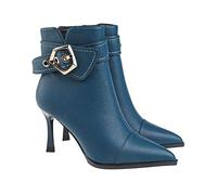 Tacones Botas con Tachuelas de tacón Alto para Mujer, Botines Casuales Vintage, Zapatos de Invierno