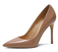 Tacones de Aguja Charol Zapatos de tacón para Mujer Zapatos de Fiesta de Boda Casuales sin Cordones para Mujeres Elegantes Desnudo 39 EU