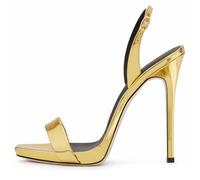 Tacones de Aguja Ultra Altos Mujer Sandalias Peep Toe Slingback Tacón Metálico Delgado Zapatos de Vestir para Vida Nocturna Sexy y Noche de Ropa de Club,Oro,46 EU
