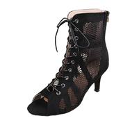 Tacones de baile sexys para mujer, elegantes, con puntera abierta, para fiesta formal, noche, botines al tobillo