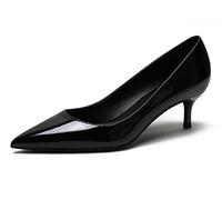 Tacones de Gatito para Mujer Charol Zapatos de tacón para Mujer Zapatos de graduación sin Cordones para Las Vacaciones de la Fiesta de Bodas Negro 38 EU