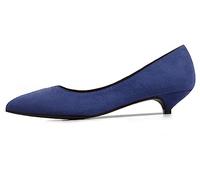 Suede Pumps para Mujers, Zapatos de Tacones Bajos de Punta Puntiaguda con Tacón de Gatito, Zapatos de Vestir Casuales Azul 37 EU