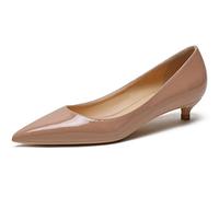 Tacones de Punta Puntiaguda para Mujer Charol Slip On Zapatos de tacón de Mujer para Las Vacaciones de Boda Desnudo 35 EU