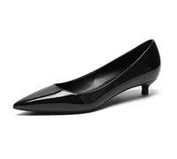 Tacones de Punta Puntiaguda para Mujer Charol Slip On Zapatos de tacón de Mujer para Las Vacaciones de Boda Negro 41 EU