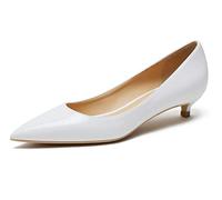Tacones de Punta Puntiaguda para Mujer Charol Slip On Zapatos de tacón de Mujer para Las Vacaciones de Boda Blanco 38 EU