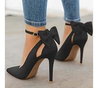 Tacones de Punta Puntiagudo de los Tacones Altos Tacones Delgados Pombas sexys Damas Correa de Hebilla de Hebilla de Zapatos Bowknot Talla 34-43