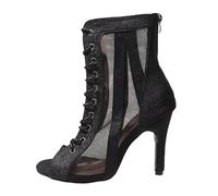 Tacones Heels Baile Mujer Dance Shoes Tacon Fino Zapatos Fiesta con Cordones Punta Abierta Botines de Tacón Alto Salsa y Bachata Salon Sandalia Elegantes Calzado