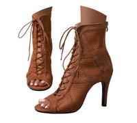 Tacones Heels Baile Mujer Heels Dance Shoes Tacon Fino Zapatos Fiesta con Cordones Zapatos Punta Abierta Botines de Baile con Tacón Alto Salsa y Bachata de Salon Sandalia Elegantes Calzado de Danza