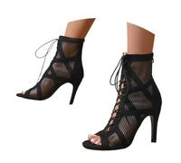 Tacones Heels Baile Mujer Heels Dance Shoes Tacon Fino Zapatos Fiesta con Cordones Zapatos Punta Abierta Botines de Baile con Tacón Alto Salsa y Bachata de Salon Sandalia Elegantes Calzado de Danza