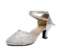 Tacones Mujer Latina Dance Strappy Gladiator Transpirable Sexy Peep Toe Encaje Zapatos de Baile Sandalias de Tacón Medio Clásico Zapatos de Baile para Bodas y Fiestas