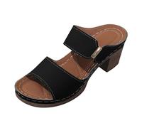Tacones Mujer Pies Anchos Sandalias Plataforma Sandalias De Tacón Con Punta Abierta Y Tacón Grueso Para Mujer De Con Para Comercio Exterior Europa Y Unidos Sandalia Caminar (Black 36)