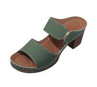 Tacones Mujer Pies Anchos Sandalias Plataforma Sandalias De Tacón Con Punta Abierta Y Tacón Grueso Para Mujer De Con Para Comercio Exterior Europa Y Unidos Sandalia Caminar (Green 38)