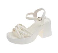 Tacones Mujer Pies Anchos Sandalias Verano Comodas Sandalias De Tacón Grueso Con De Gama Alta Para Principios Primavera Con Gruesa Para Mujer Sandalia Playa Talla 42 (Beige 36)