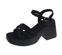 Tacones Mujer Pies Anchos Sandalias Verano Comodas Sandalias De Tacón Grueso Con De Gama Alta Para Principios Primavera Con Gruesa Para Mujer Sandalia Playa Talla 42 (Black 40)