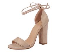 Tacones Mujer Sandalias Plataforma Pies Anchos Con Tobillo Roman Fashion Heel Tacón Grueso Sandals Zapatos De Mujer Suede And High Straps Sandalias De Sandalia Cuero Tacon (Beige 42)
