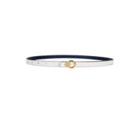 Taconey Cinturones estrechos para mujer con hebillas redondas doradas, accesorios de doble cara para vestidos y vaqueros.,Blanco Azul,100