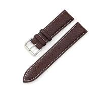 Taconey Correas de reloj de cuero de 12/14/16/18/20/22 mm con hebillas de acero inoxidable, perfectas tanto para uso formal como informal.,Línea marrón oscura y blanca,18 mm