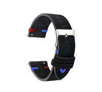 Taconey Correas de reloj de cuero de 18/20/22/24 mm, correas de reloj de repuesto, adecuadas tanto para uso formal como informal.,Negro con Rd Bu,20 mm