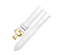 Taconey Correas de reloj de cuero genuino de 12/14/15/16/17/18/20 mm, correas de reloj de repuesto, adecuadas para ropa formal de negocios y ropa informal.,Luz blanca-dorada -4,17 mm
