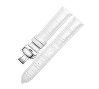 Taconey Correas de reloj de cuero genuino de 12/14/15/16/17/18/20 mm, correas de reloj de repuesto, adecuadas para ropa formal de negocios y ropa informal.,Luz blanca-plata-4,20 mm