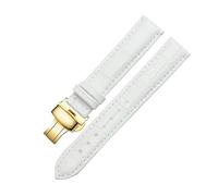 Taconey Correas de reloj de cuero genuino de 12/14/15/16/17/18/20 mm, correas de reloj de repuesto, adecuadas para ropa formal de negocios y ropa informal.,Blanco Mate-Dorado-4,12 mm