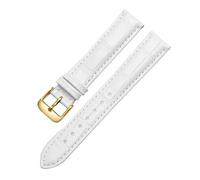 Taconey Correas de reloj de cuero genuino de 12/14/15/16/17/18/20 mm, correas de reloj de repuesto, adecuadas para ropa formal de negocios y ropa informal.,Blanco Mate-Oro -3,14 mm