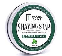Taconic Shave Barbershop - Jabón de afeitar de calidad para hombres y | Aroma vigorizante de eucalipto mentol, disco de calidad de barbería, aceites naturales, espuma refrescante