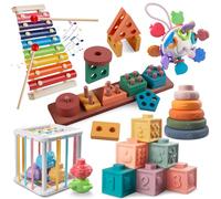 Tacopet Juguetes Bebe Montessori 18 Meses 3 años, 4 en 1 bebé Juguetes Farmer 's Mercado Color Animales Contar, Coincidencia Ordenar Tractor Cubos Un Regalo para Niños y niñas 18 Meses 2 3 años