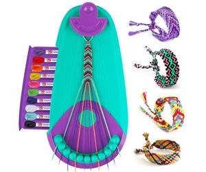 Tacopet Kit para Hacer Pulseras Niñas, Máquina con 20 Hilos, 6-12 Años | Manualidades sin pantallas para casa, viajes y regalos; hilos precortados y soporte que mantiene el patrón ordenado
