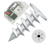 Tacos aislantes de 50 mm de poliamida, WDVS y poliestireno para fijación en aislamiento, plato de 25 mm de diámetro, para tornillos de 4,5 mm, 10 unidades Lun Fix