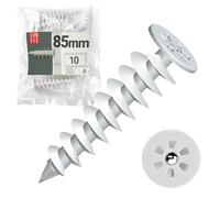 Tacos aislantes de 85 mm de poliamida, WDVS y poliestireno para fijación en aislamiento, plato de 28 mm de diámetro, para tornillos de 4,5 mm, 10 unidades Lun Fix