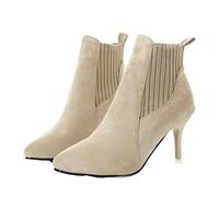 Tacos Altos Botas de Tobillo Flock Booties de Invierno Puntiagudas Womanslip on Talls High Women Boots (2.5 Reino Unido)