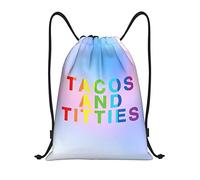 Tacos and Titties Funny Gay Lesbian Pride LGBTQ Mochila con cordón impermeable bolsa de playa bolsa de gimnasio pequeña mochila de viaje mochila deportiva para mujeres y hombres