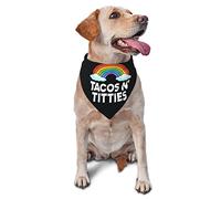 Tacos and Titties Funny Gay Lesbian Pride LGBTQ Perro Bandanas Mascota Bufanda Triángulo Babero Niño Niña Pañuelo Ajustable Accesorios para Cachorro Pequeño Mediano Grande