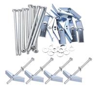 Tacos Basculantes y Tornillos Autorroscantes M4x75, 10 Piezas, Pernos de Palanca, Tuerca de Mariposa, Anclajes para Placa de Yeso y Pared de Pladur, Fijaciones Resistentes para Estanterías y Lámparas