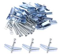 Tacos Basculantes y Tornillos Autorroscantes M6x50, 20 Piezas, Pernos de Palanca, Tuerca de Mariposa, Anclajes para Placa de Yeso y Pared de Pladur, Fijaciones Resistentes para Estanterías y Lámparas