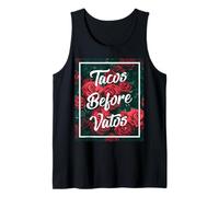 Tacos Before Vatos Funny Cholo Chicano Mexicans Roses Girls Camiseta sin Mangas