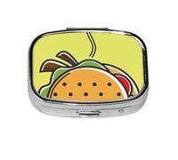 Tacos Comida Mexicana, Pastillero cuadrado para bolsillo o monedero, pequeño contenedor de pastillas, organizador de pastillas de viaje