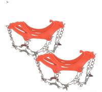 Tacos de hielo de acero inoxidable con picos de 11 dientes para senderismo y montañismo, crampones antideslizantes para tracción en nieve y hielo, talla única (naranja)