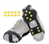 Tacos de hielo, hofire Agarres hielo tracción tacos grippers antideslizante más de zapatos/botas de goma picos crampones tacos crampones de acero anti fácil Slip 10 Slip-On Elástico calzado, S