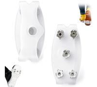 Tacos de hielo para zapatos, agarres de nieve para zapatos y botas con 5 picos de acero, cubiertas de tracción antideslizantes para caminar, viajar, senderismo en hielo y nieve (blanco, 1 par)