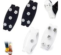 Tacos de hielo para zapatos y botas, agarres de nieve resistentes con picos de acero, crampones de tracción seguros para senderismo, caminatas, escalada y condiciones heladas al aire libre (2 pares