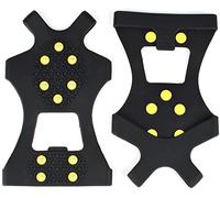 Tacos de hielo universales para zapatos y botas, empuñaduras de nieve sin cordones con tracción de acero para caminar, senderismo y trabajo al aire libre en superficies ICY (negro, XL)