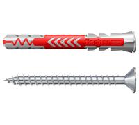 fischer DUOPOWER 8 x 65 S, tacos y tornillos para pared universales de seguridad, de 2 componentes de plástico para fijación en hormigón, ladrillo, piedra, cartón yeso, (25 tacos + 25 tornillos)