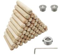 Tacos Madera, CESFONJER 55 pcs 8mm espigas de madera, 2 pcs Centro de Clavijas y 1 pcs Tope para Brocas, con llave hexagonal,para Muebles de Carpintería Carpintero Aficionado DIY