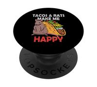 Tacos Y Ratas Lindo Mascotas Rata Amante Mexicano Comida México PopSockets PopGrip Adhesivo